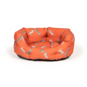 Large++ Orange Hare Print Deluxe Slumber Dog Bed - Danish Design Woodland Hare 40" 101cm